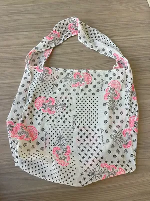 Free People White Tote with Pink Floral and Black Accents thumbnail 1