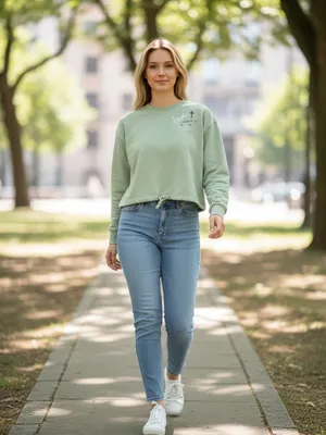 Women’s Fifth sun Long-Sleeve Graphic Top - Light Sage Green m thumbnail 2