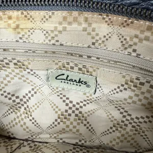 Clarks England Leather Baguette Clutch Bag Wristlet Blue Cotton Lined thumbnail 10