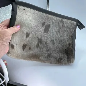 Artisan made faux fur clutch -travel bag. thumbnail 2