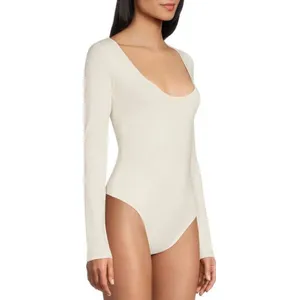 Good American Scoopneck Bodysuit Ivory Stretch Jersey Knit Basics Size 4 XL NWT thumbnail 2
