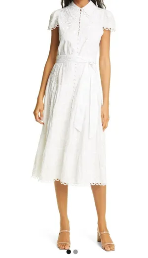 Alice + Olivia Size 4 Vannessa Belted Midi Shirtdress Retails $595 thumbnail 1