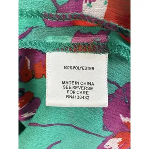 ModCloth Floral Blouse Size‎ Medium Peter Pan Collar Bow Chiffon Artsy Teacher thumbnail 13