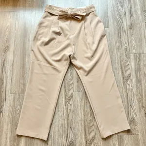 Ann Taylor The High Waisted Tapered Wide Leg Ankle Pants in Tan Size L NWT thumbnail 2