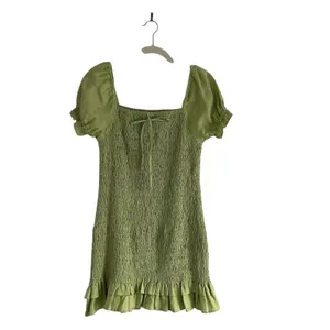 Faithfull The Brand Cette Linen Smocked Mini Dress lime Green Size 4 Coquette thumbnail 2