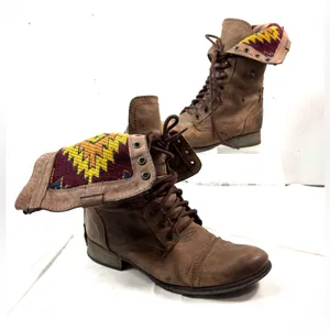 Steve Madden 10 CHEVIE Hipster Leather Lace Up Southwest Pattern Lined Shoes thumbnail 11