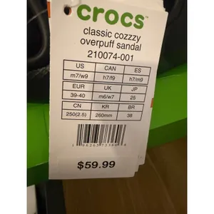 Crocs Classic Cozzzy Overpuff Sandal Black Puffer Fuzzy Lined Slide W9 thumbnail 6
