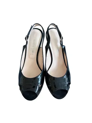 SHOEBOX Black Patent Leather Slingback Heels Size 36 / US 6 thumbnail 3