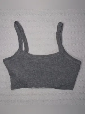 Alo Yoga Womens Ribbed Whisper Bra Tank Top Size S Gray Athleisure Yoga Workout thumbnail 2
