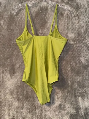 Shade & Shore Women's Sz XL Electric Yellow Plunge One Piece Swimsuit NWT thumbnail 4