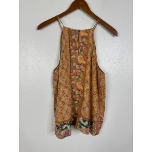 Anthropologie Akemi + Kin Yellow Floral Embroidered Halter Tank Top Size 10 thumbnail 2