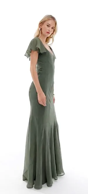 Dark Green Flowy Dress thumbnail 2