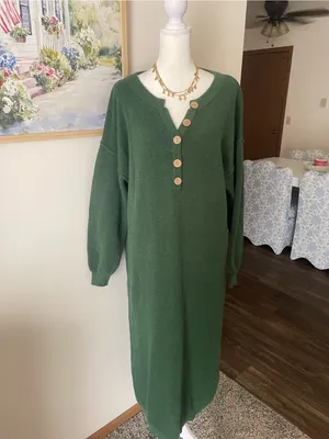Free People FP Beach Hailee Sweater Midi Maxi Dress in Forest Green Small thumbnail 2