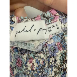 Petal + Pup Maxi Dress Floral Smocked Tiered 2 Blue Pink Boho Cottagecore thumbnail 8