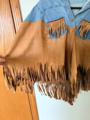 Vintage Handmade Fringe Denim Pullover thumbnail 4
