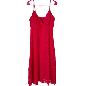 Lulus Perfectly Picturesque Red Floral Burnout Surplice Midi Dress Size Large thumbnail 4