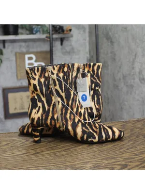 NWT A New Day Womens Tigris Boots Ankle Block Heel 94568626 Tiger Print Brown 7M thumbnail 8