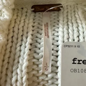 Free People Chunky Knit Sweetheart Mock Neck Sweater in Ivory White Large NWT thumbnail 12