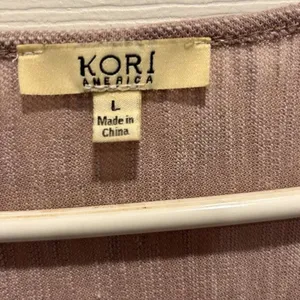 KORI America Women's Size‎ Large Top Pink Lavender Casual Boho Embroidered thumbnail 4