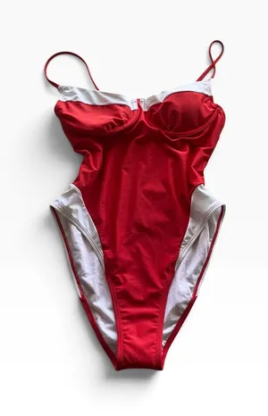Wild Fable Womens Red White Colorblock Underwire One Piece‎ Swimsuit Size M NWT thumbnail 1