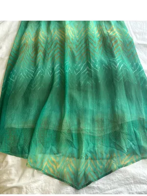 Grass Collection Chiffon Maxi Skirt in River Teal Combo Sz 3 EUC thumbnail 3