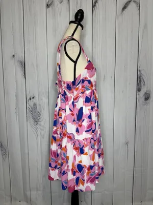 Adrienne Women’s Sz L Pastel Midi Dress Sleeveless Smocked Back thumbnail 4
