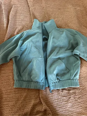 Lululemon softstreme funnel neck zip up size 6 green thumbnail 3