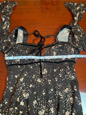 Free People Tess Mini Babydoll Dress Viscose CottageCore Country Village Sz M thumbnail 5