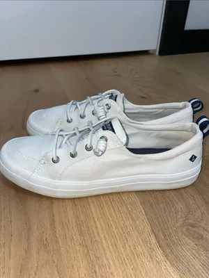 Sperry Crest Vibe White Canvas Low-Top Sneakers with Navy Accents Size 9.5 thumbnail 2