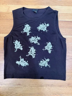 Y2K Beaded Embellished Silk Blend Sleeveless Sweater Tank Top Shell Medium thumbnail 7