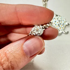 Lauren Conrad Silver Tone Fish Pendant Necklace Long Daisy’s Enameled thumbnail 4