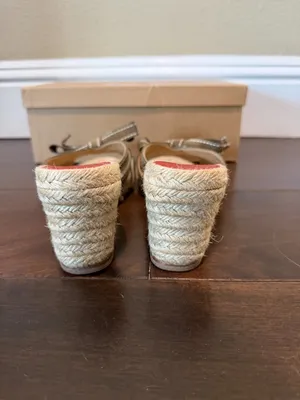 Christian Louboutin Tiburon Natural Strappy Wedge Heels Sandals Size 8 thumbnail 6