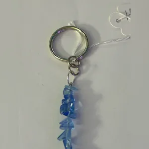 Handmade Tumbled Blue Glass Chip & Hematite Dolphin Charm Keychain In Gift Box thumbnail 4