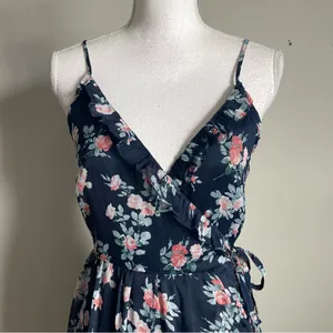 ABERCROMBIE & FITCH | Blue Floral Wrap Mini Dress Sz S(T) thumbnail 3