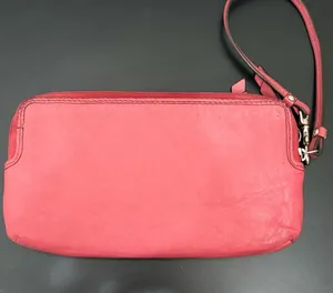 Coach Coral Daisy Leather Double Zip Wallet Wristlet thumbnail 3