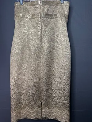 Carmen Marc Valvo Collection Womens 10 Gold Strapless Corset Cocktail Dress thumbnail 4