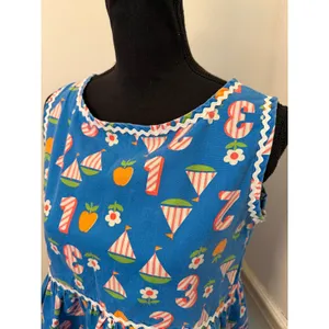 Vintage Handmade Novelty Print "School Days" Sleeveless Top Smock Retro Cottage thumbnail 2