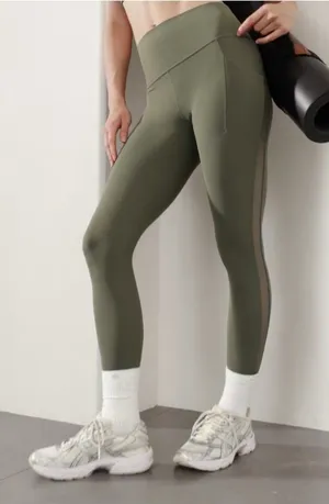 Athleta M Salutation Stash Mesh 7/8 Tight Moss Mesh Medium thumbnail 1