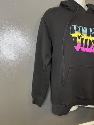 Pura Vida Hoodie Womens Medium Black Pura Vida Logo Graphic Fleece Pullover thumbnail 3