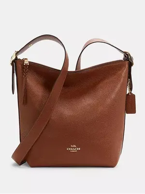 Coach Val Leather Crossbody Duffle Bag, Redwood Brown / Gold, C2818 thumbnail 16