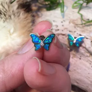 Butterfly Blue Opal CZ Earrings thumbnail 6