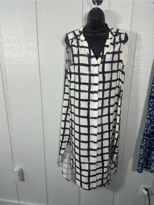 Crosby Black and White Button Down Dress Size Large EUC thumbnail 3