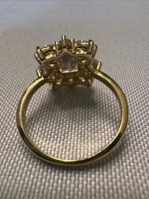 Gold-Tone Clear Crystal Halo Cocktail Ring thumbnail 2