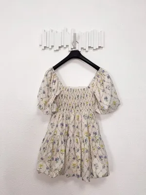 Jacquie the Label Capri Mini Dress Floral Puff Sleeve Babydoll Mini Dress Boho thumbnail 6