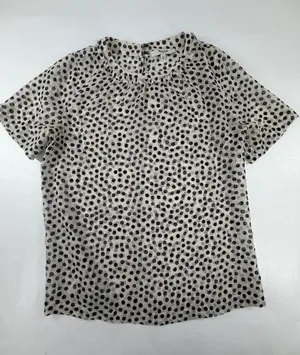 Madewell Womens XS Polka Dot Metallic Sheer Short Sleeve Blouse Cream Black thumbnail 1