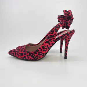 Betsey Johnson Remy Heels 7 Red Leopard Bow Pointed Toe Slingback Pumps Coquette thumbnail 4