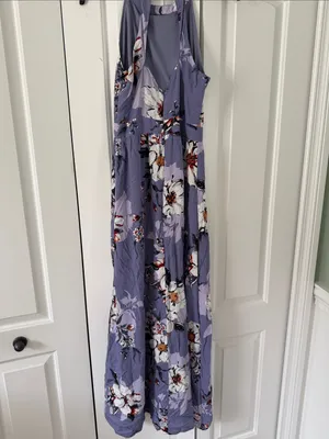 Altar'd State Lavender Floral Halter Maxi Dress thumbnail 7