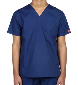 DICKIES UNISEX V-NECK ONE POCKET SCRUB TOP - NAVY Both Top/Bottom Included thumbnail 1