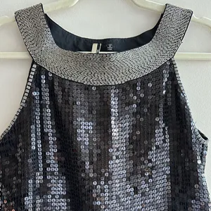 Miss Me Beaded Neck Sequin Mini Y2K Cocktail Dress, Black/Silver, Size Medium thumbnail 2