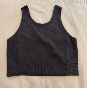 $58 Lululemon Softstreme Ribbed Cropped Tank Top Black Grey 6 S XS thumbnail 2